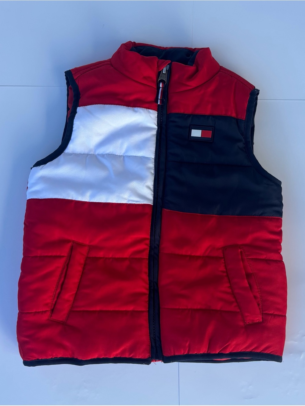 Tommy Hilfiger Red White and Black Colorblock Puffer Vest 3T